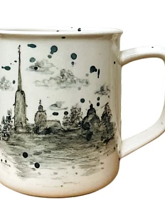 Кружка ручной работы Верба керамика цилиндр с крепостью «А может быть в Питер?...», керамика, 500 мл