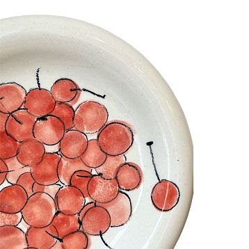 Тарелка ручной работы Вишня, керамика, 20 см, красная, фото 2.