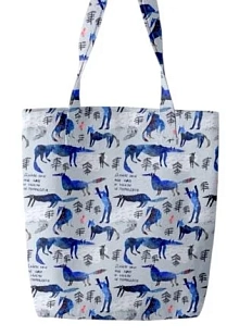 Сумка шоппер Забористый текстиль «Волки. Дайте мне мой кофе», хлопок, голубой