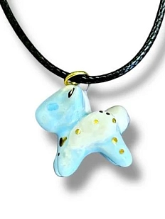 Подвеска керамическая ручной работы с пегасом, голубая