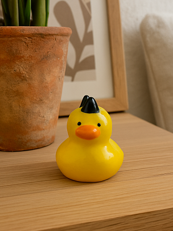 Керамическая фигурка Уточка с рожками, 7 см, фото 3.
