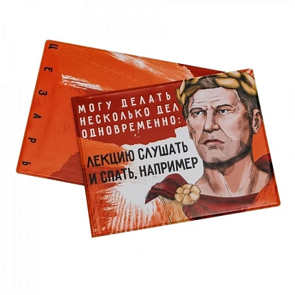 Обложка на зачётную книжку «Могу делать несколько дел одновременно: лекцию слушать и спать, например. Цезарь», фото 1.