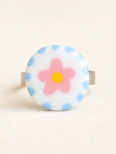 Кольцо Радость Рядом «Розовый цветок», полимерная глина, круглое, незамкнутное