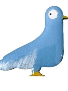 Брошь ручной работы «Голубь», голубая, дерево