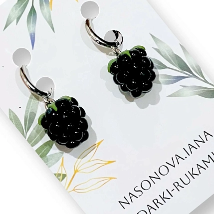 Серьги-конго Подарки руками «Ежевика», полимерная глина, фото 4.