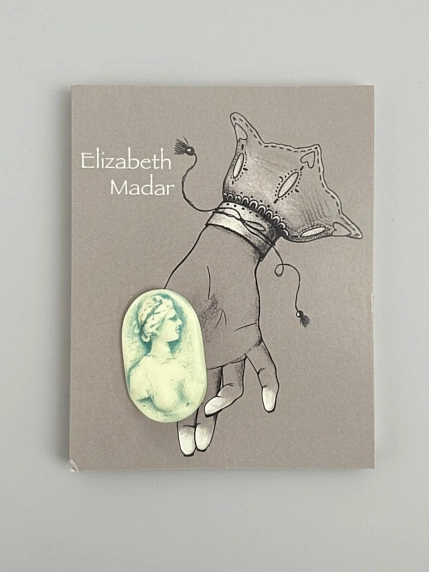 Брошь ручной работы Elizabeth Madar Камея, зелёная, керамика, фото 1.