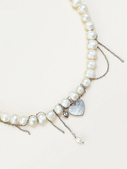 Чокер ручной работы «Inspire», речной жемчуг, родированная латунь, фото 1.