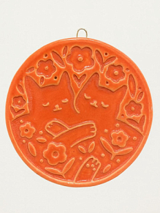 Керамический изразец «Котики», калина