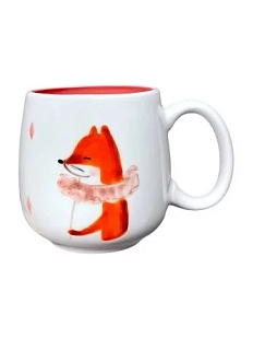 Кружка ручной работы Ким керамика с росписью Лис с воротничком, фарфор, 350 мл
