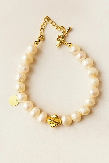 Сверкающий браслет из жемчуга со вставкой и монеткой « Lucky», фото 2.