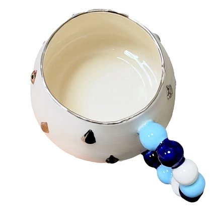 Кружка ручной работы с платиновыми каплями, белая, фарфор, 300 мл, фото 3.