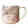 Кружка ручной работы Анна Герман с надписью и разводами «Ты можешь», бело-сиреневая, фарфор, 300 мл, превью фото 1