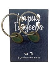 Серьги-кольца круглые, керамика, зелёные