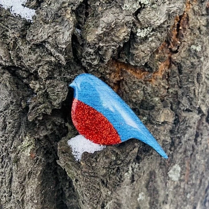 Брошь Ручками-Ручками «Птичка» №1, дерево, фото 3.