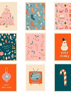 Набор открыток DARI DARI ретро на Новый год №1, 9 шт.