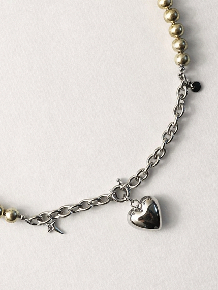 Цепь с гематитом и подвеской «Сердце» Migette, фото 2.
