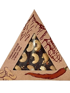 Шоколад горький с кешью, солью и перцем чили