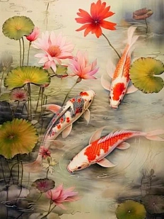 Картхолдер двойной DARI DARI «Карпы кои», экокожа