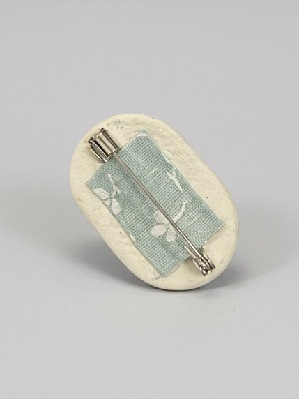 Брошь ручной работы Камея, зелёная, керамика, фото 3.