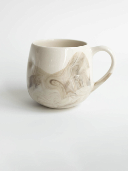 Кружка ручной работы мятая «Серый мрамор», керамика, 250 мл, фото 1.