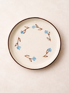Блюдце ручной работы «Веточки», полуфарфор, 14 см