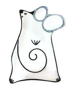 Тарелка ручной работы «Гордая мышь», полуфарфор, 17 см