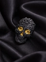 Брошь ручной работы Фарфор Булыгина «Череп» малая, чёрно-золотистая, превью фото 3