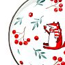 Тарелка ручной работы с бортиком Лис с брусникой и бокалом, белая, 13 см, превью фото 2
