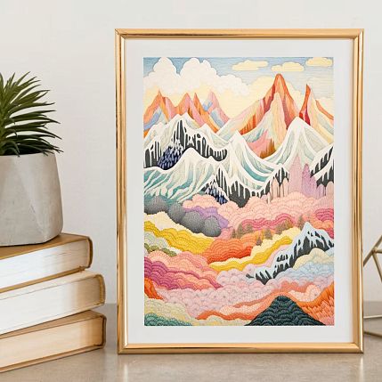 Постер интерьерный «Пейзаж с разноцветными горами», А4, фото 2.