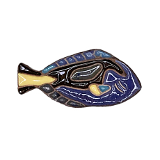 Брошь рыбка ручной работы «Голубой хирург», Partala ceramics