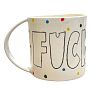 Кружка ручной работы с надписью «F**k», белая, фарфор, 350 мл, превью фото 2