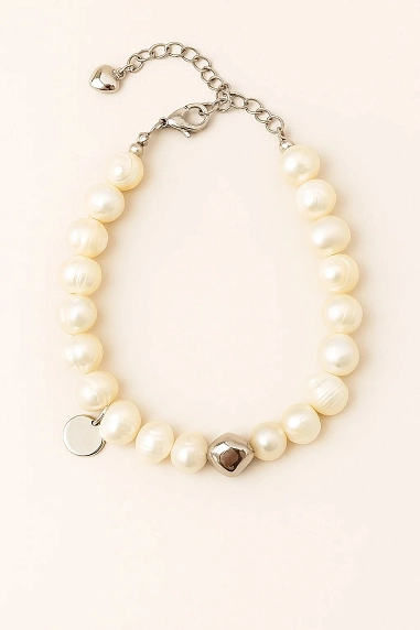 Сверкающий браслет из жемчуга со вставкой и монеткой « Lucky», фото 1.