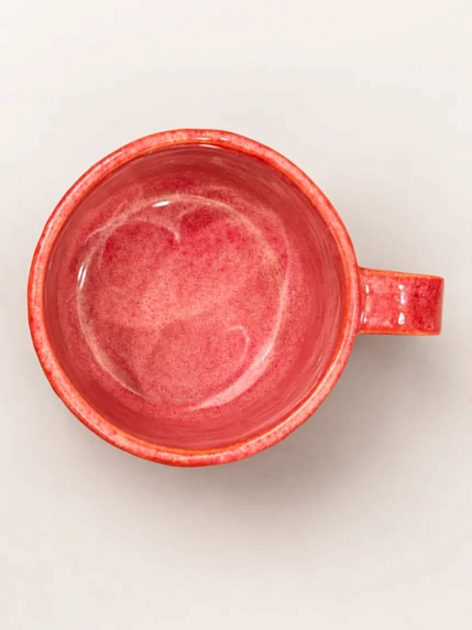 Кружка ручной работы Идеальное совпадение тёмно-розовая с полосками, керамика, 350 мл, фото 2.