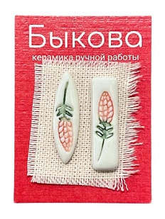 Серьги ручной работы Быкова керамика «Красные цветы», фарфор