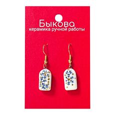 Серьги ручной работы «Синие снежинки», малые‎, фарфор