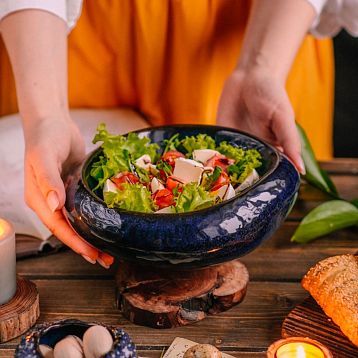 Тарелка камень плоский ручной работы VELES «Небо Валинора», фарфор, 550 мл, фото 1.