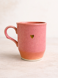 Кружка ручной работы Мастерская Виктории Нор «Сердечко», розовая, керамика, 200 мл