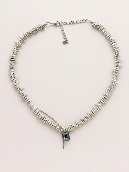 Чокер ручной работы «Crystal», гематит, родированная латунь, фото 2.