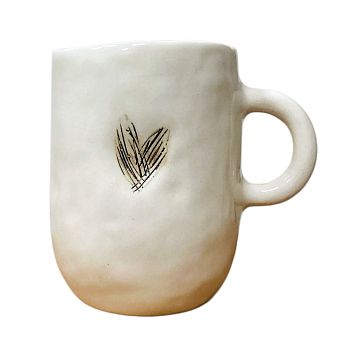 Кружка ручной работы высокая «Mine» с сердечком, белая, полуфарфор, 300 мл, фото 1.