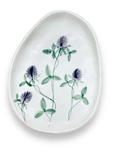 Блюдце ручной работы Верба керамика Клевер, керамика, 14 см