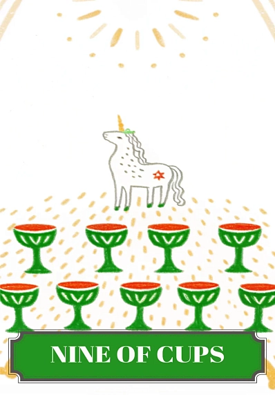 Открытка Таро Девятка Кубков (Nine of Cups), фото 1.
