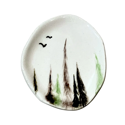 Блюдце ручной работы Катя Вебер «Лес», керамика, среднее, фото 4.