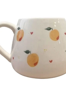 Кружка ручной работы Slowday Ceramics с абрикосами и сердечками, полуфарфор, 250 мл