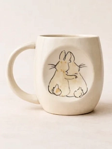 Кружка ручной работы НАДО ЖЕ с росписью «Зайки», белая, керамика, 300 мл