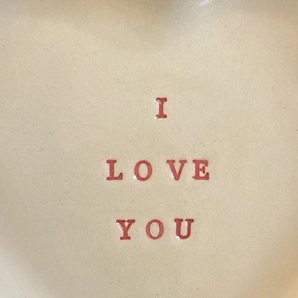 Тарелка ручной работы Ceramission в форме сердечка «I love you», керамика, 14см, фото 2.