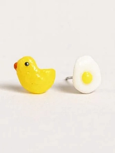 Серёжки-гвоздики Радость Рядом «Птенчик и яичница», полимерная глина