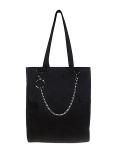 Сумка шоппер Интроверт с брелком-цепью и лямкой через плечо, чёрный