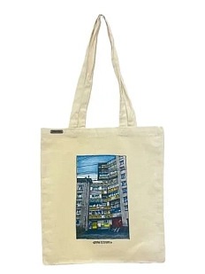 Сумка шоппер с дворами Петербурга «Дом на Краснопутиловской улице», бежевый