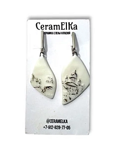 Серьги КерамЕлКа «Город», фарфор, белые