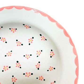 Тарелка ручной работы Slowday Ceramics с розовыми цветочками «Винтаж», керамика, 20 см, фото 2.